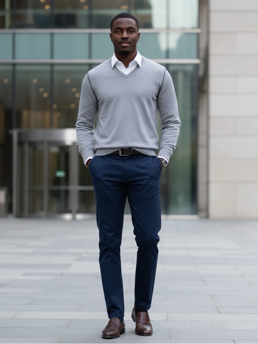 Banana Republic Gray V-Neck Sweater Cotton Bamboo Blend Men’s Size L